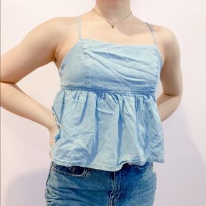 MANGO chambray peplum tank top